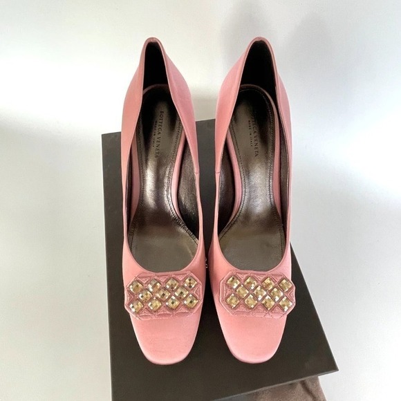 Bottega Veneta 454350 Women's Crepe Satin Stiletto shoe Pastel Pink Sz. 39 - Picture 5 of 15